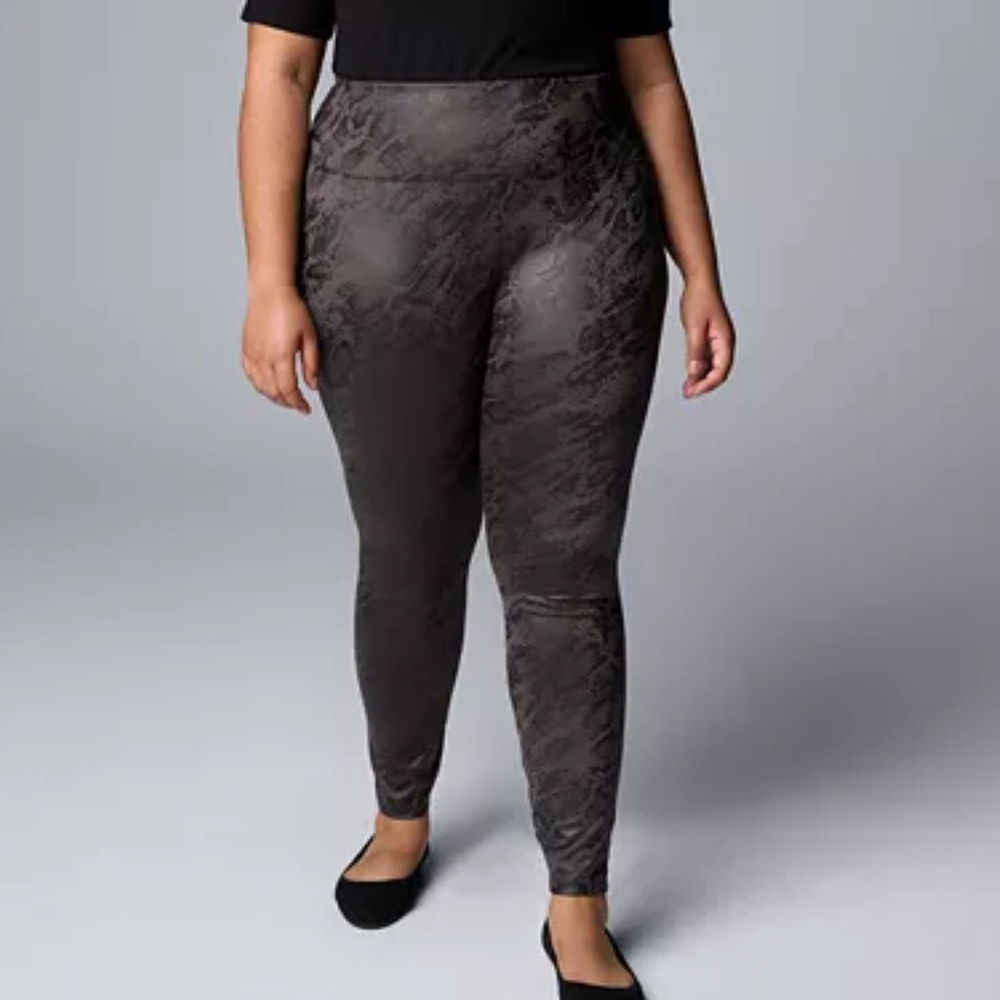 Plus-Size Simply Vera Vera Wang High Rise Faux Leather Leggings